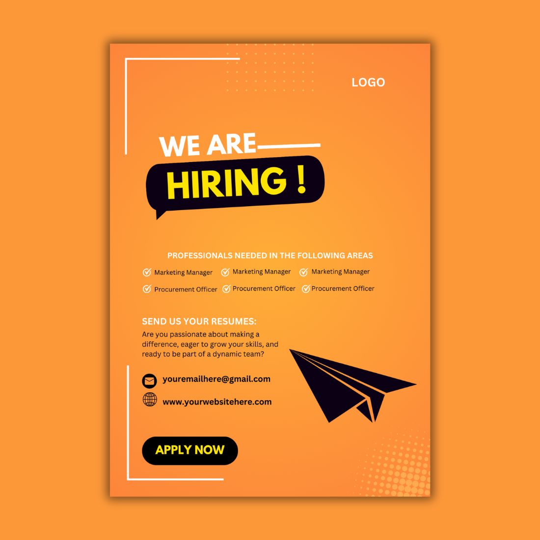 Hiring Canva Flyer Design Template preview image.