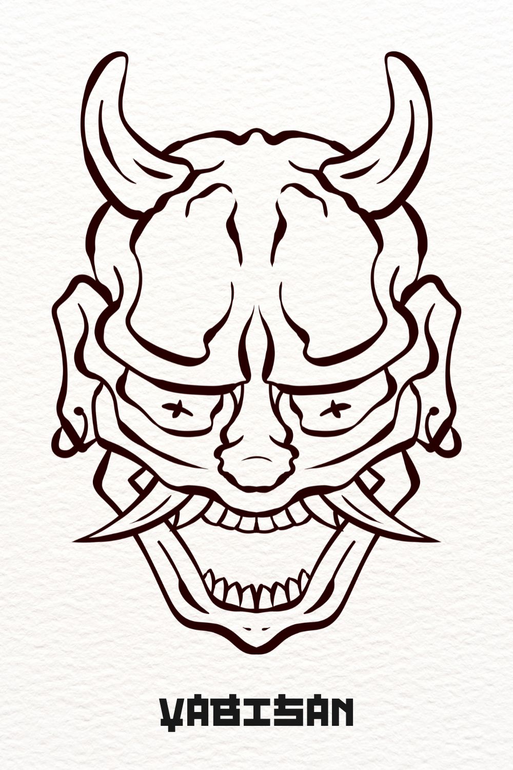 Oni Hannya Mask Art 4 – Outlined pinterest preview image.