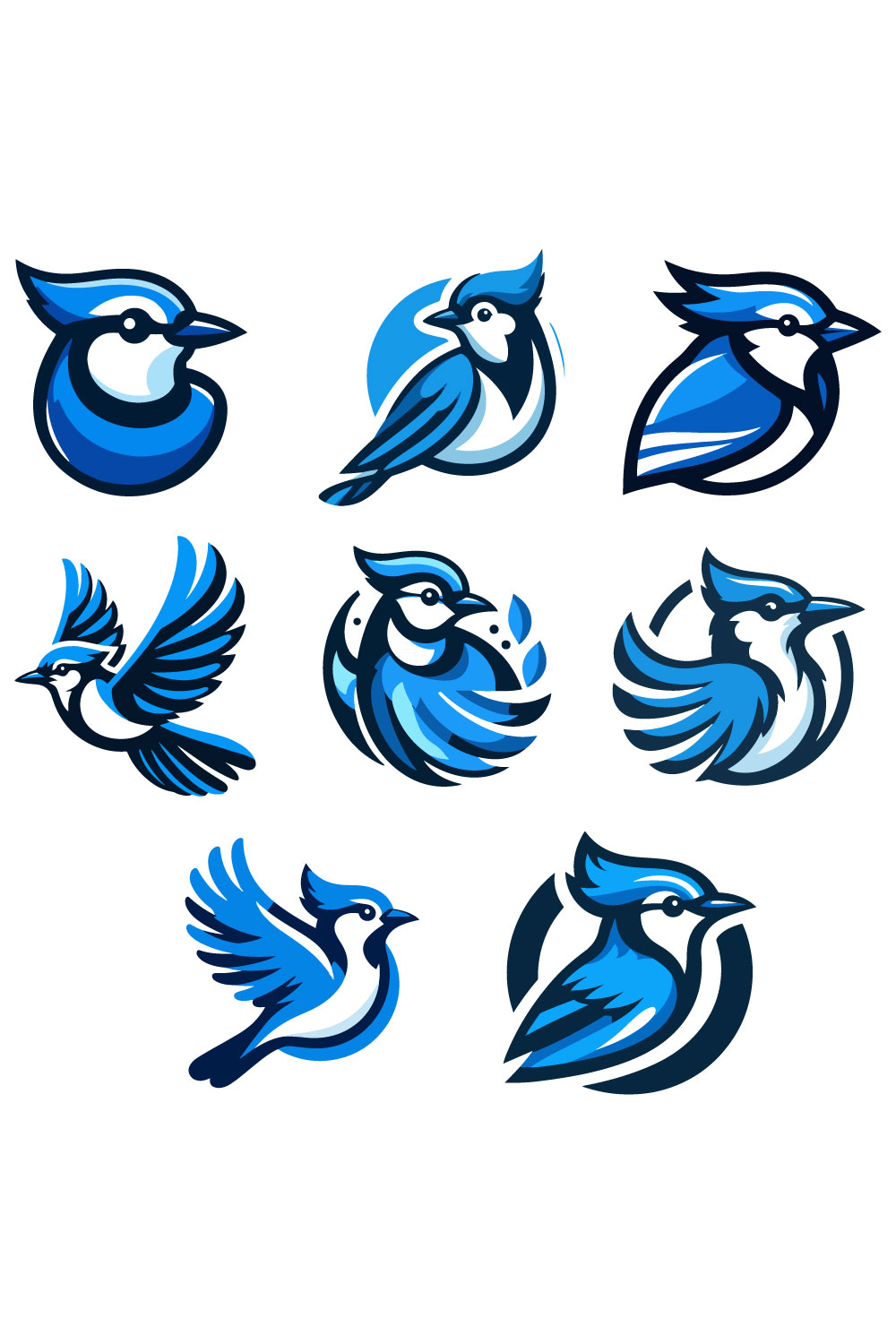 8 Blue Jay Vector Logo Illustration pinterest preview image.