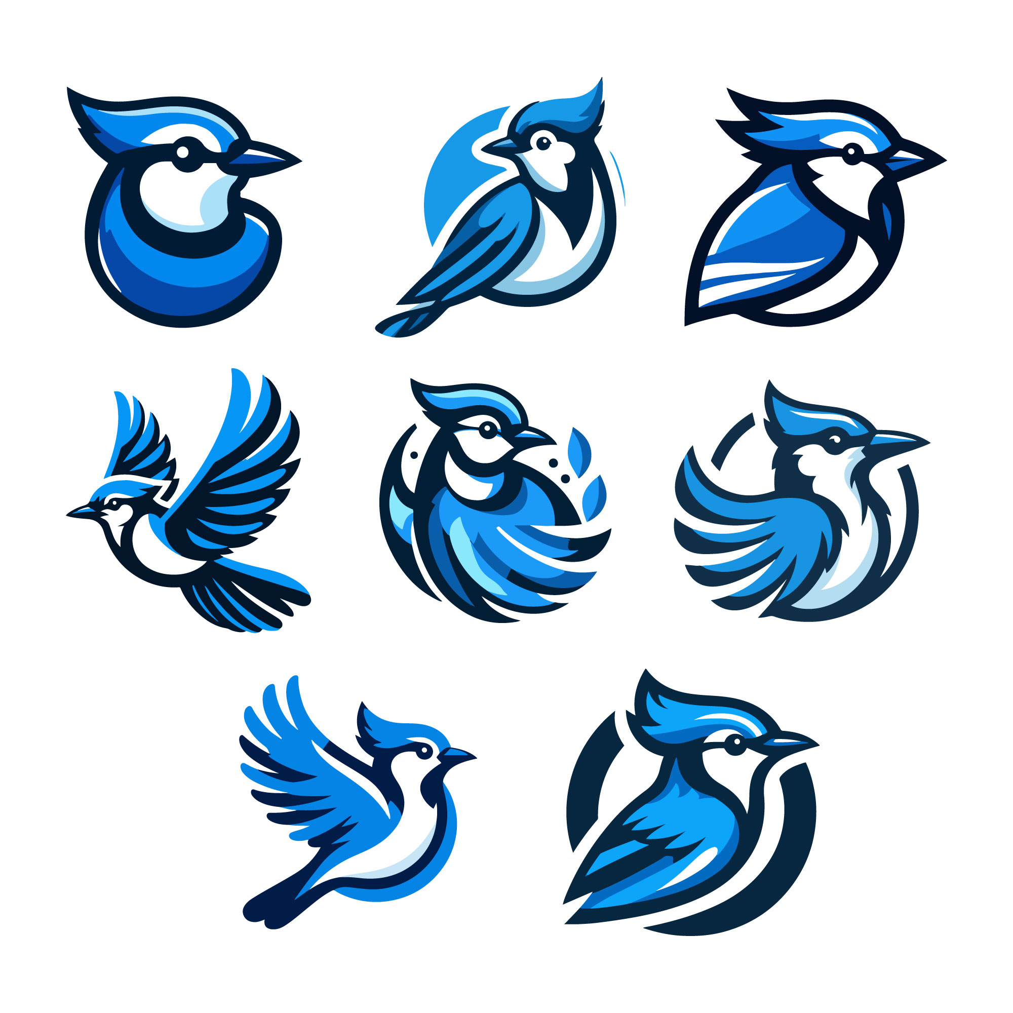 8 Blue Jay Vector Logo Illustration preview image.