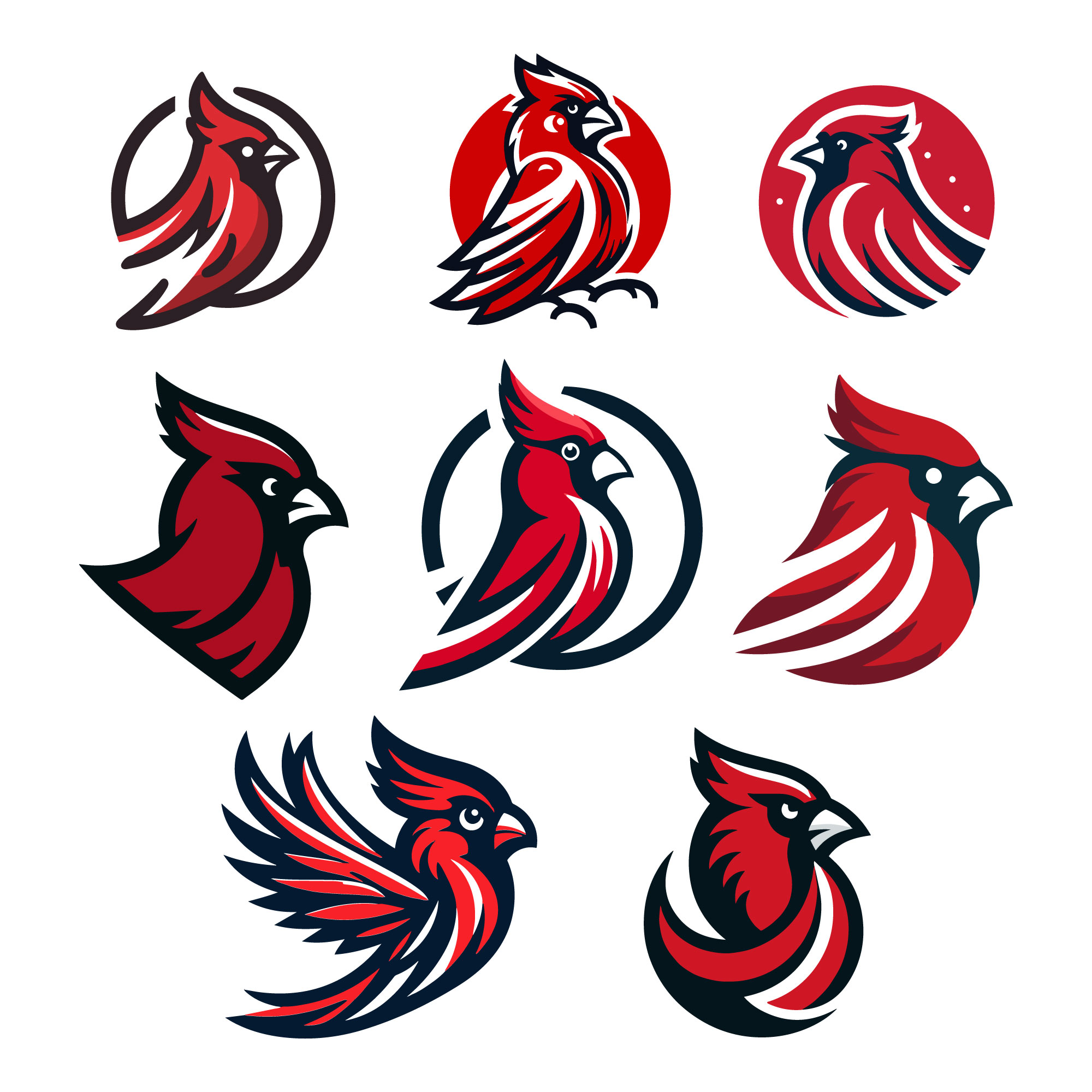 8 Cardinal Vector Logos Illustration preview image.