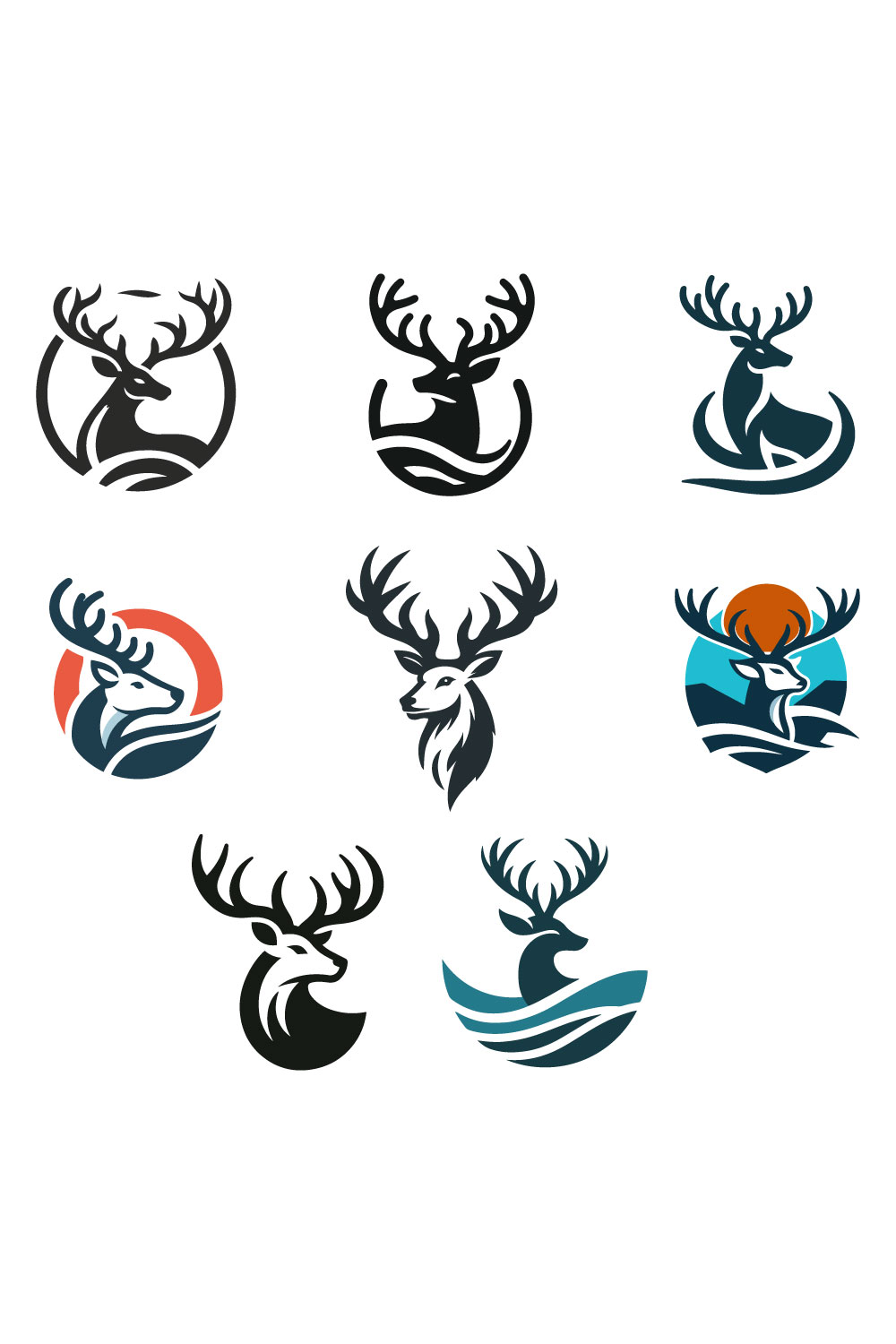 8 Deer Logos Vector Illustration pinterest preview image.