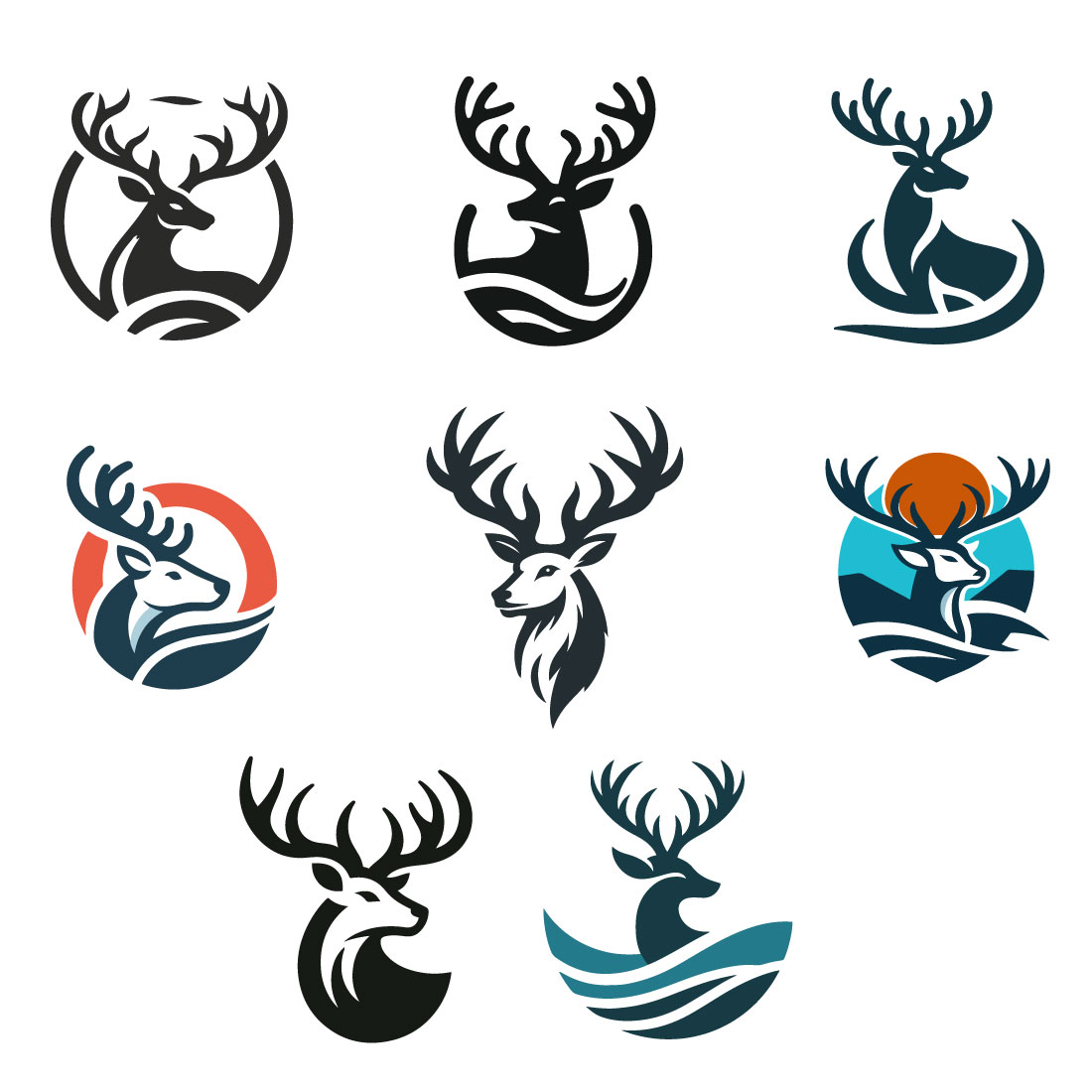 8 deer logos vector illustration preview 151