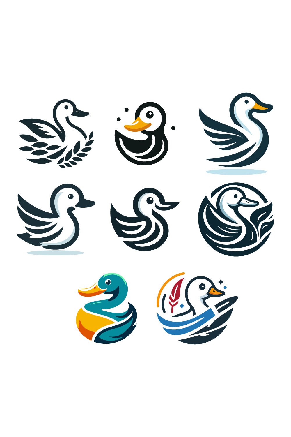 8 Duck Logos Vector Illustration pinterest preview image.