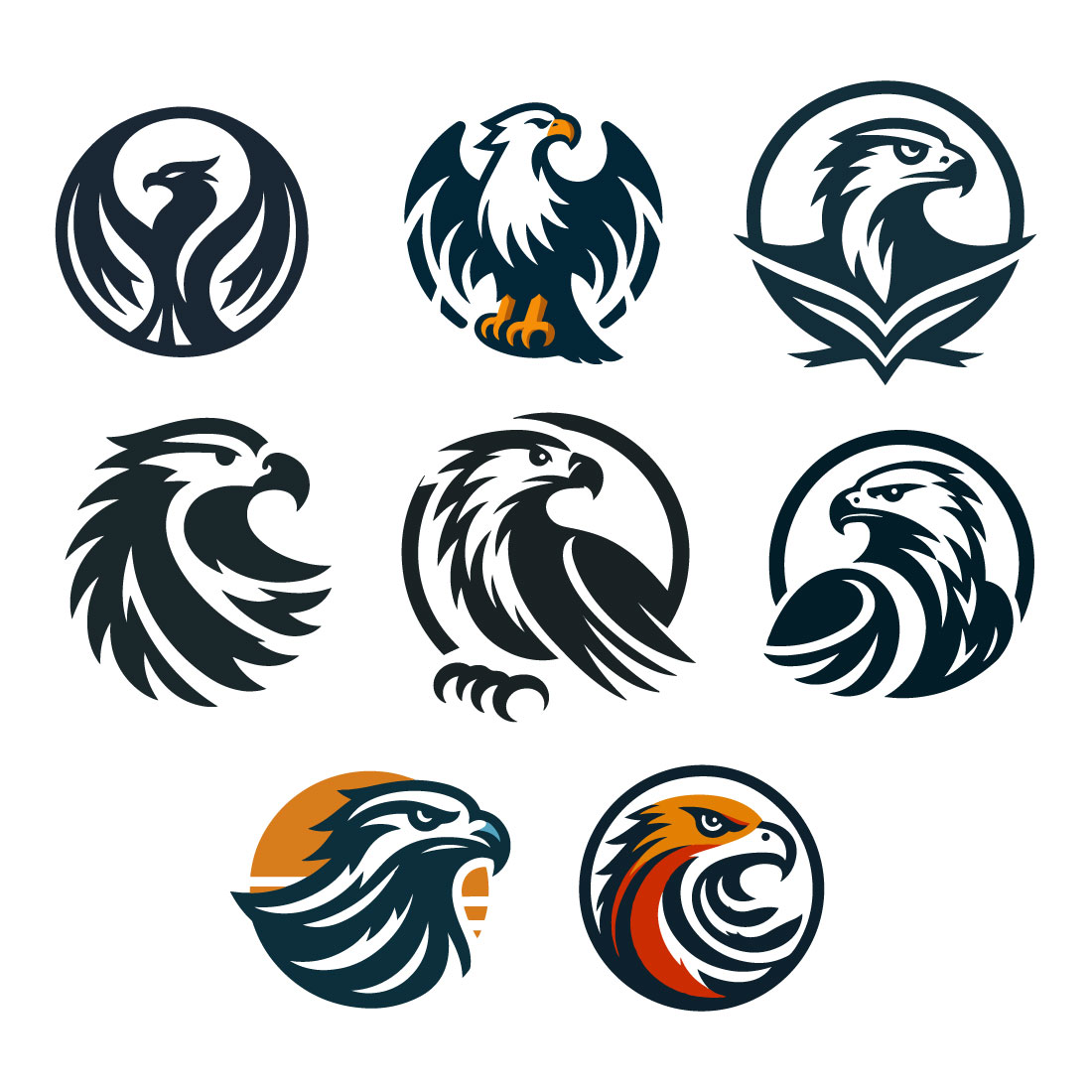 8 Hawk Vector Logos Illustration preview image.