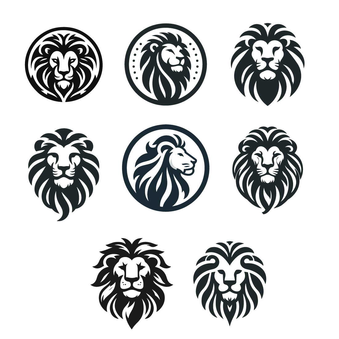 8 Lion Logos Vector Illustration preview image.