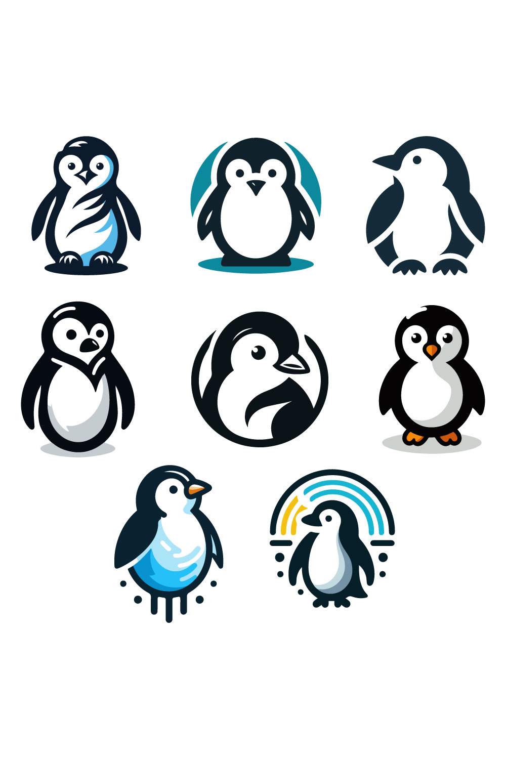 8 Penguin logos Vector Illustration pinterest preview image.