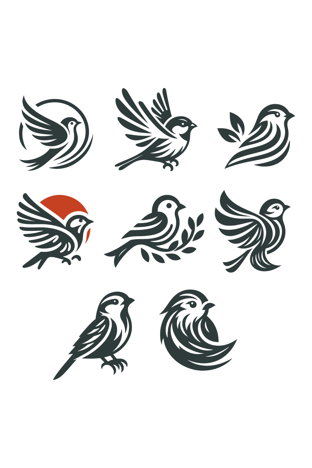 8 Sparrow Vector Logos Illustration pinterest preview image.