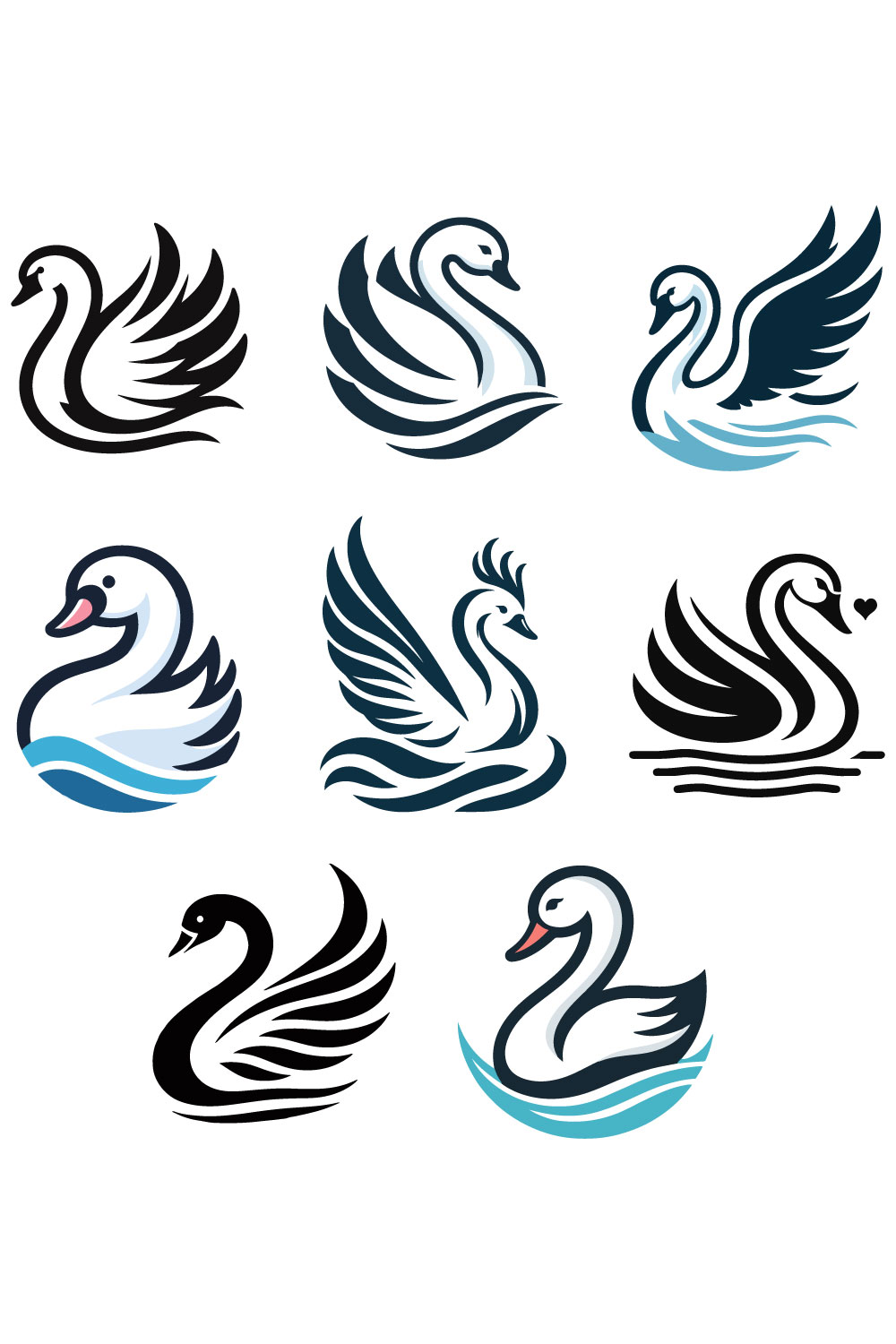 8 Swan Vector Logos Illustration pinterest preview image.