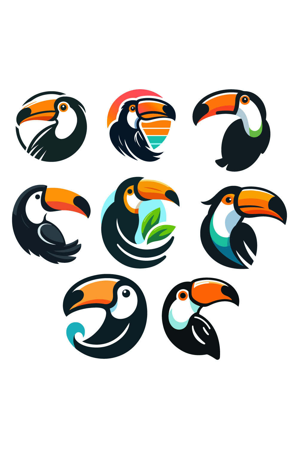 8 Toucan Vector Logos Illustration pinterest preview image.