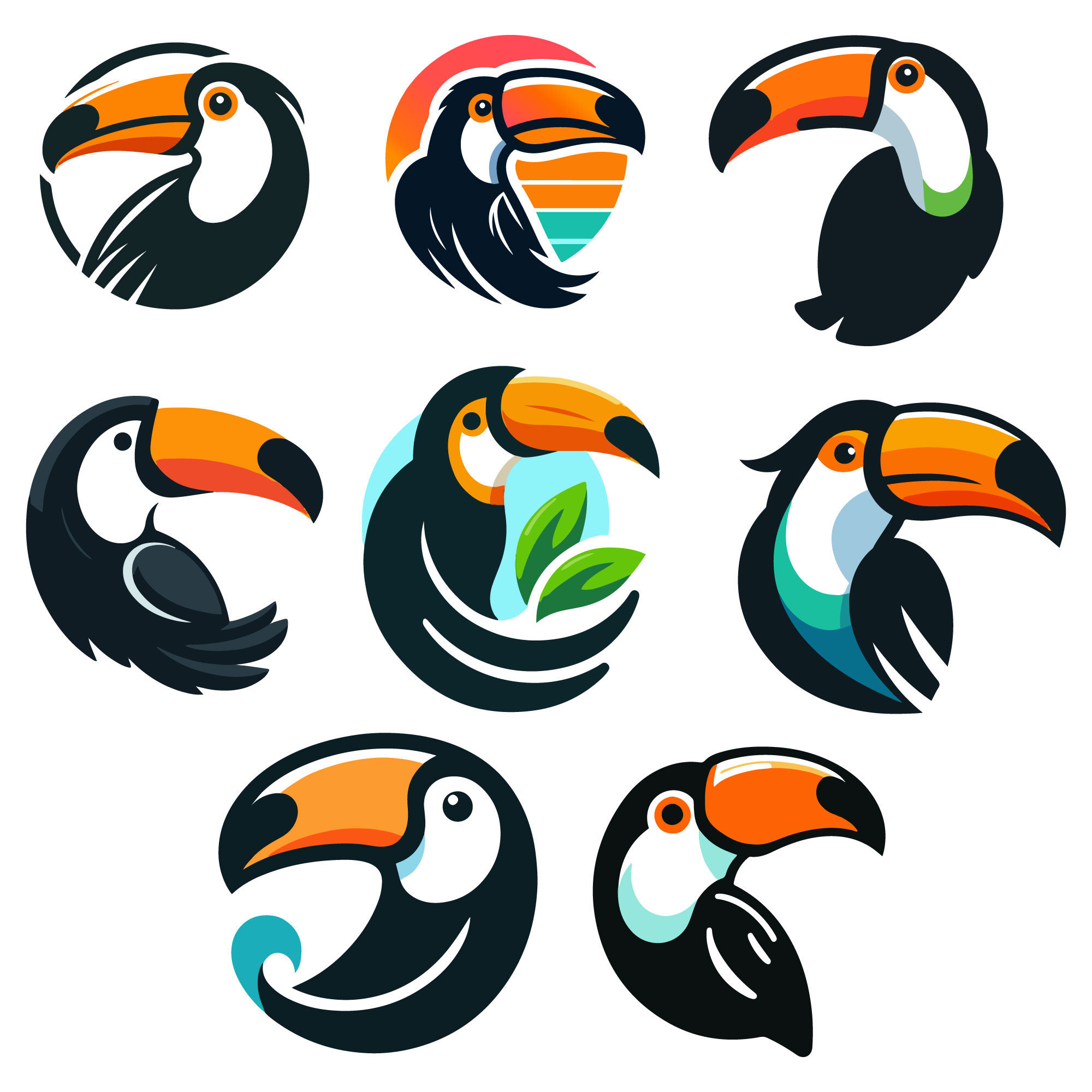 8 Toucan Vector Logos Illustration preview image.