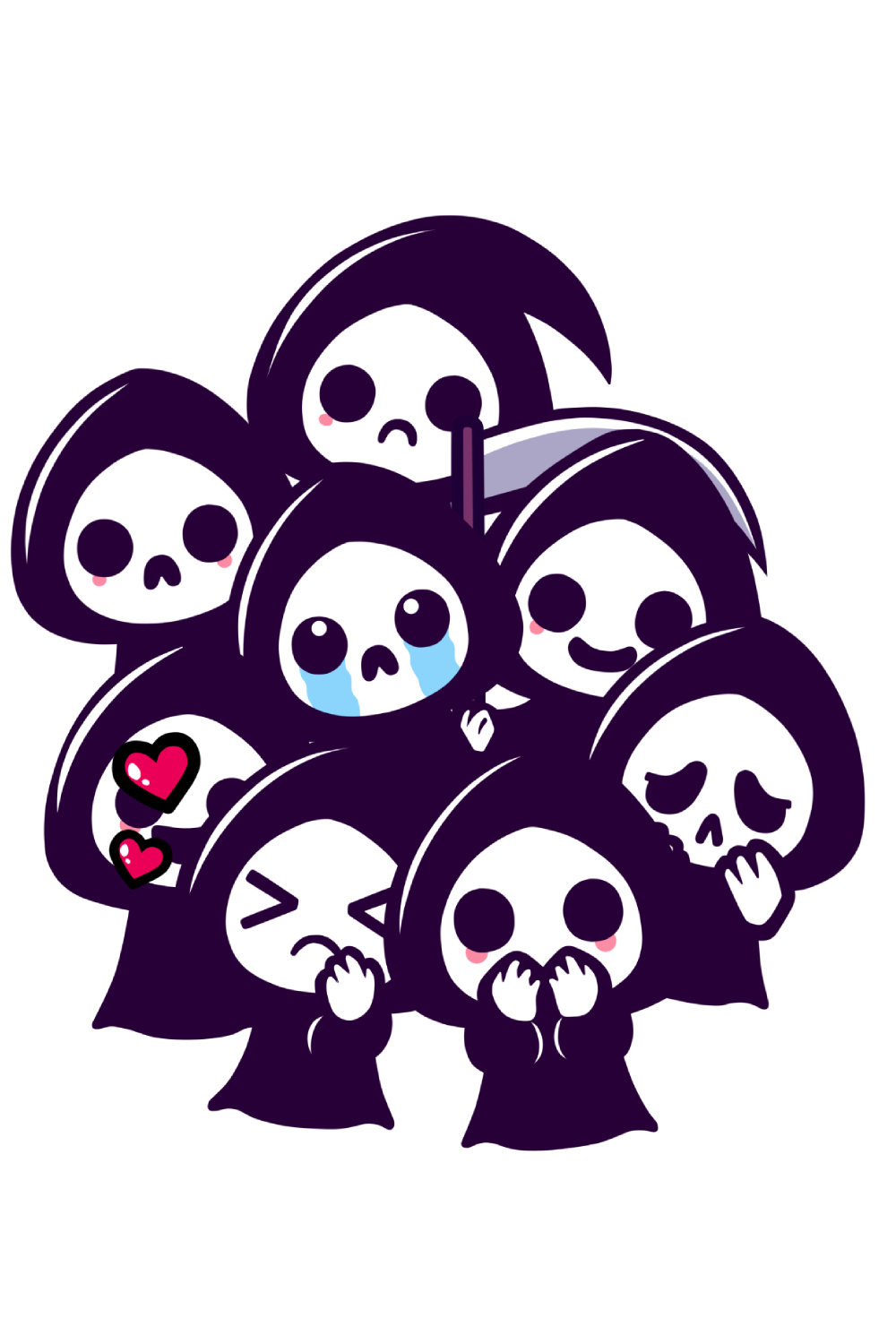 Sticker pack with cute death pinterest preview image.