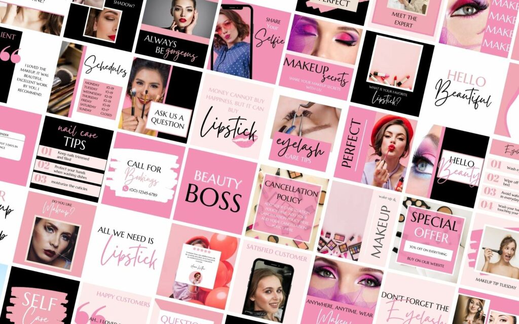 50 Premium Makeup Artist Canva Templates For Social Media - MasterBundles