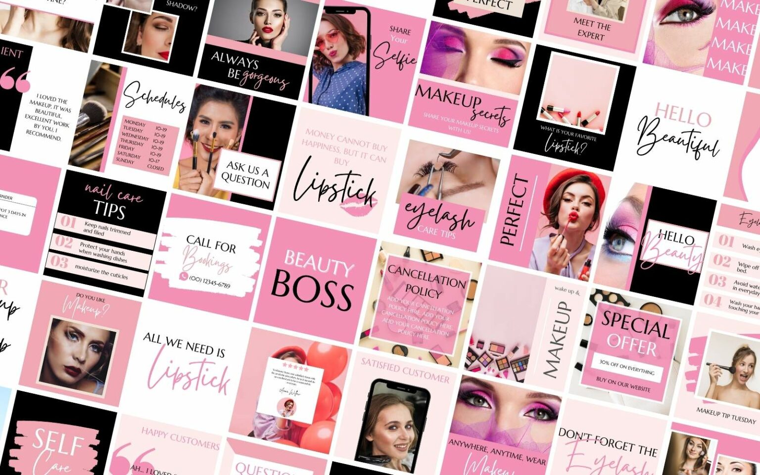 50 Premium Makeup Artist Canva Templates For Social Media - MasterBundles