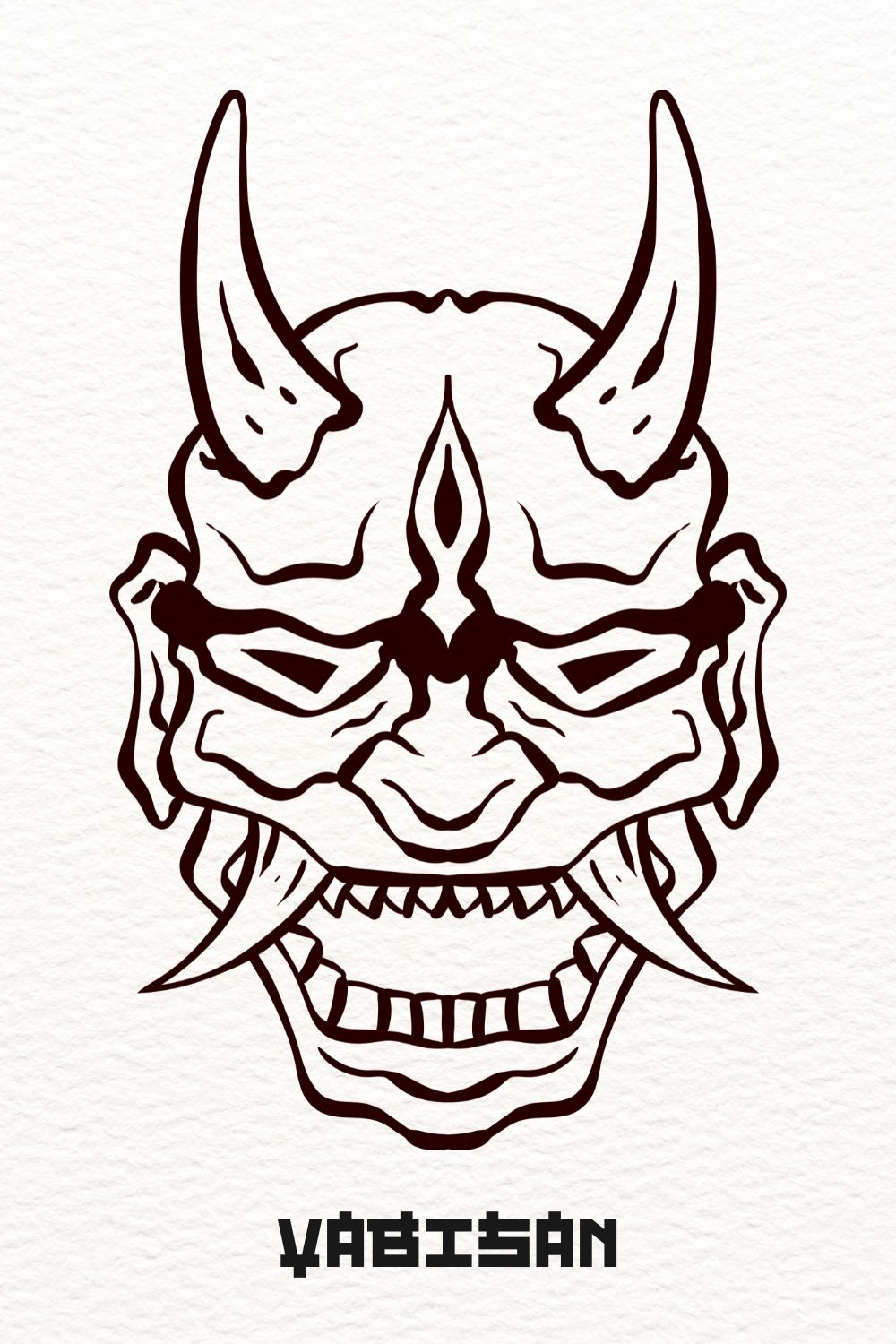 Oni Hannya Mask Art 5 – Outlined pinterest preview image.