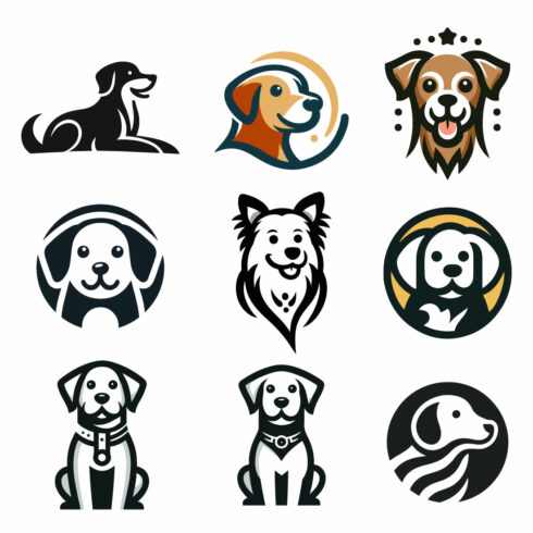 9 Dog Logos vector Illustration cover image.