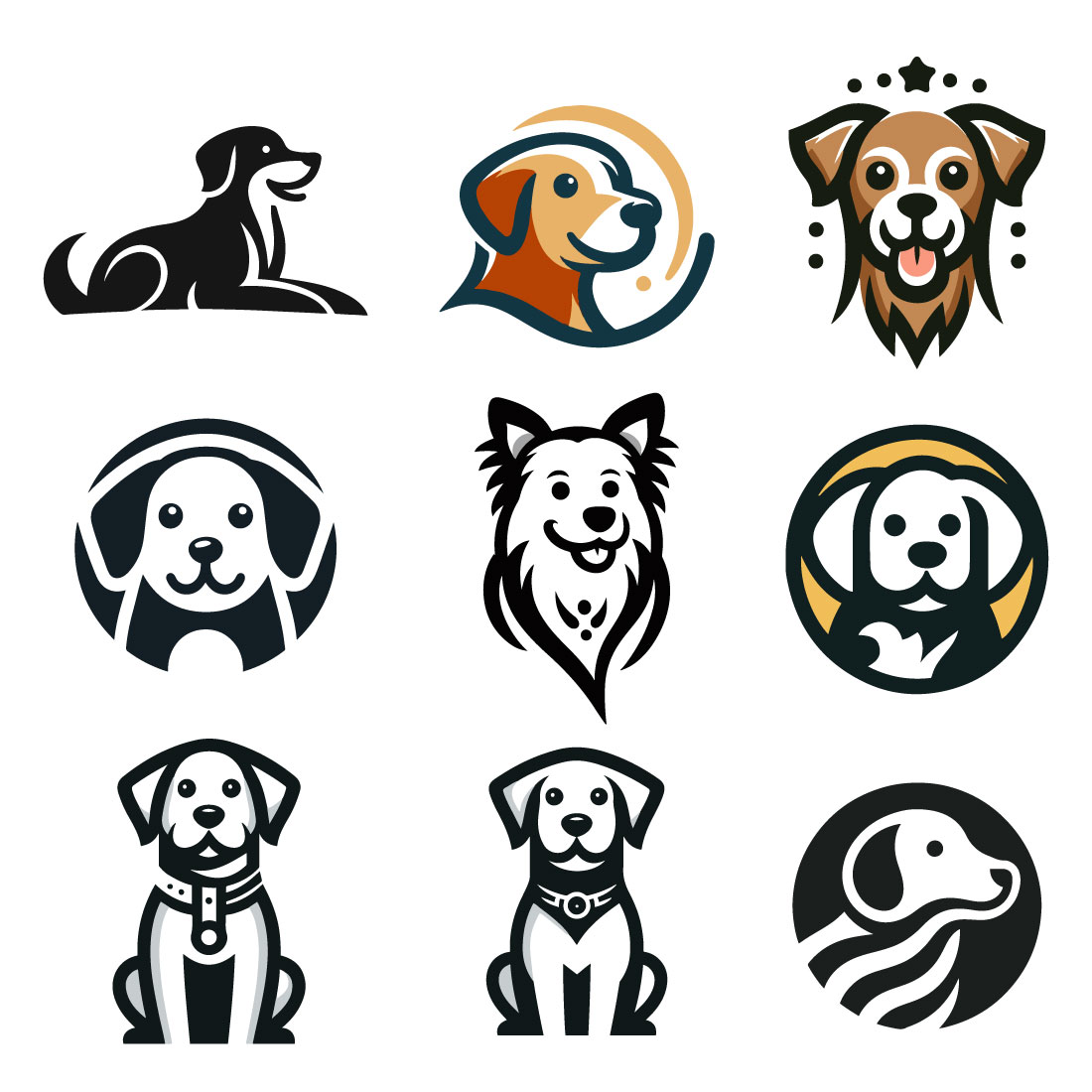 9 Dog Logos vector Illustration preview image.