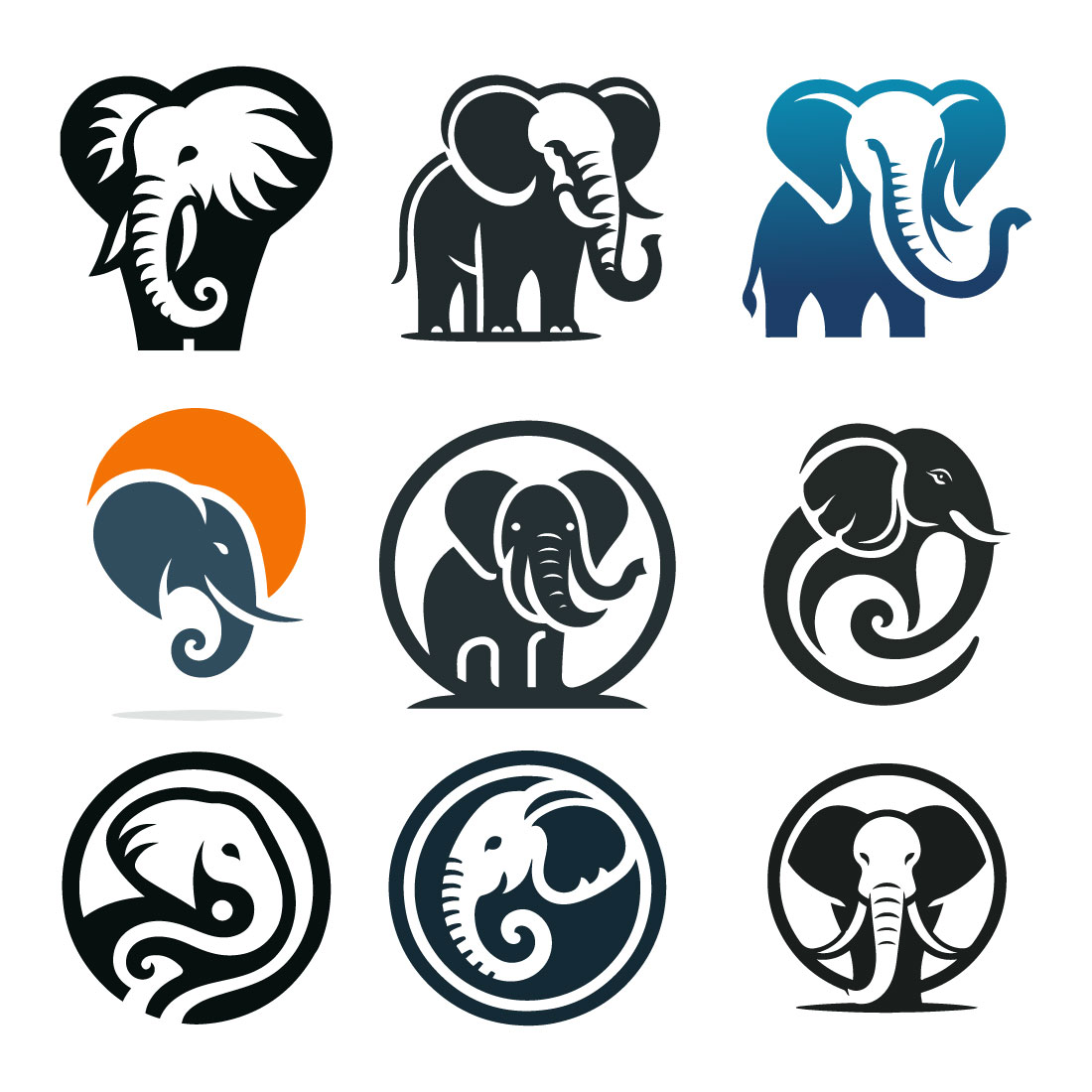 9 Elephant Logos Vector Illustration cover image.