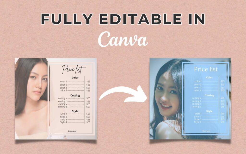 50 Premium Hairdresser Canva Templates For Social Media - MasterBundles