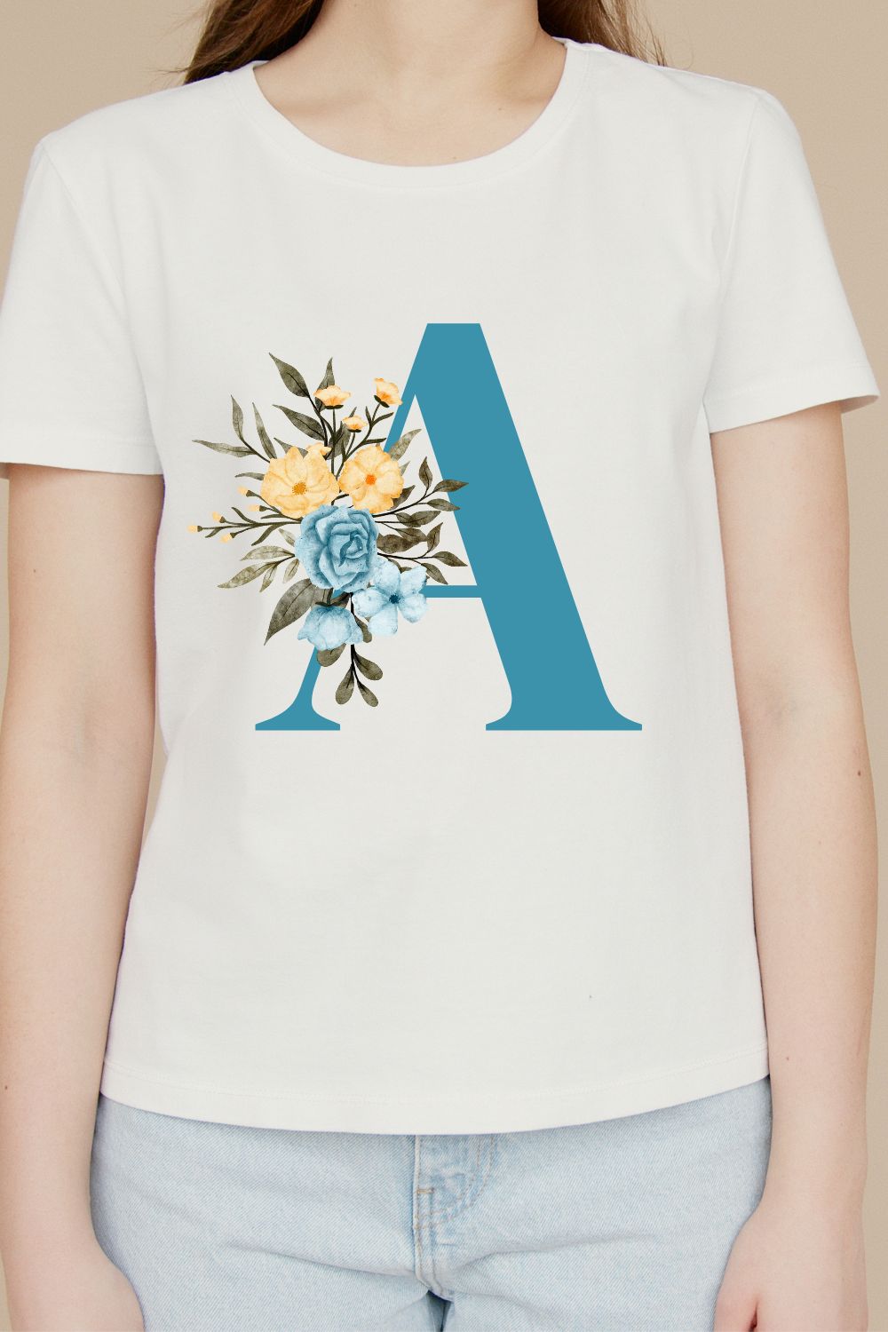A beautiful and elegant floral letter A pinterest preview image.