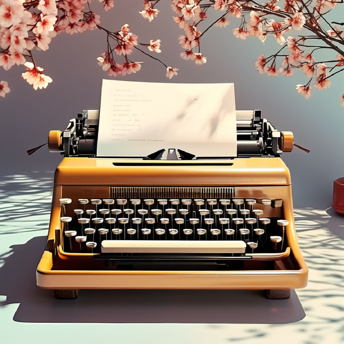 typewriter, different colors and styles, blooming preview image.