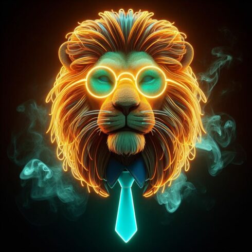 Neon Lion 3D Cyberpunk style cover image.