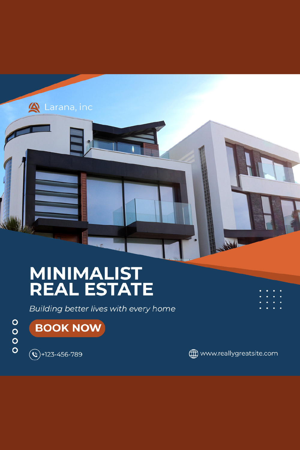 Blue and Orange Minimalist Real Estate Promotion Instagram Post pinterest preview image.