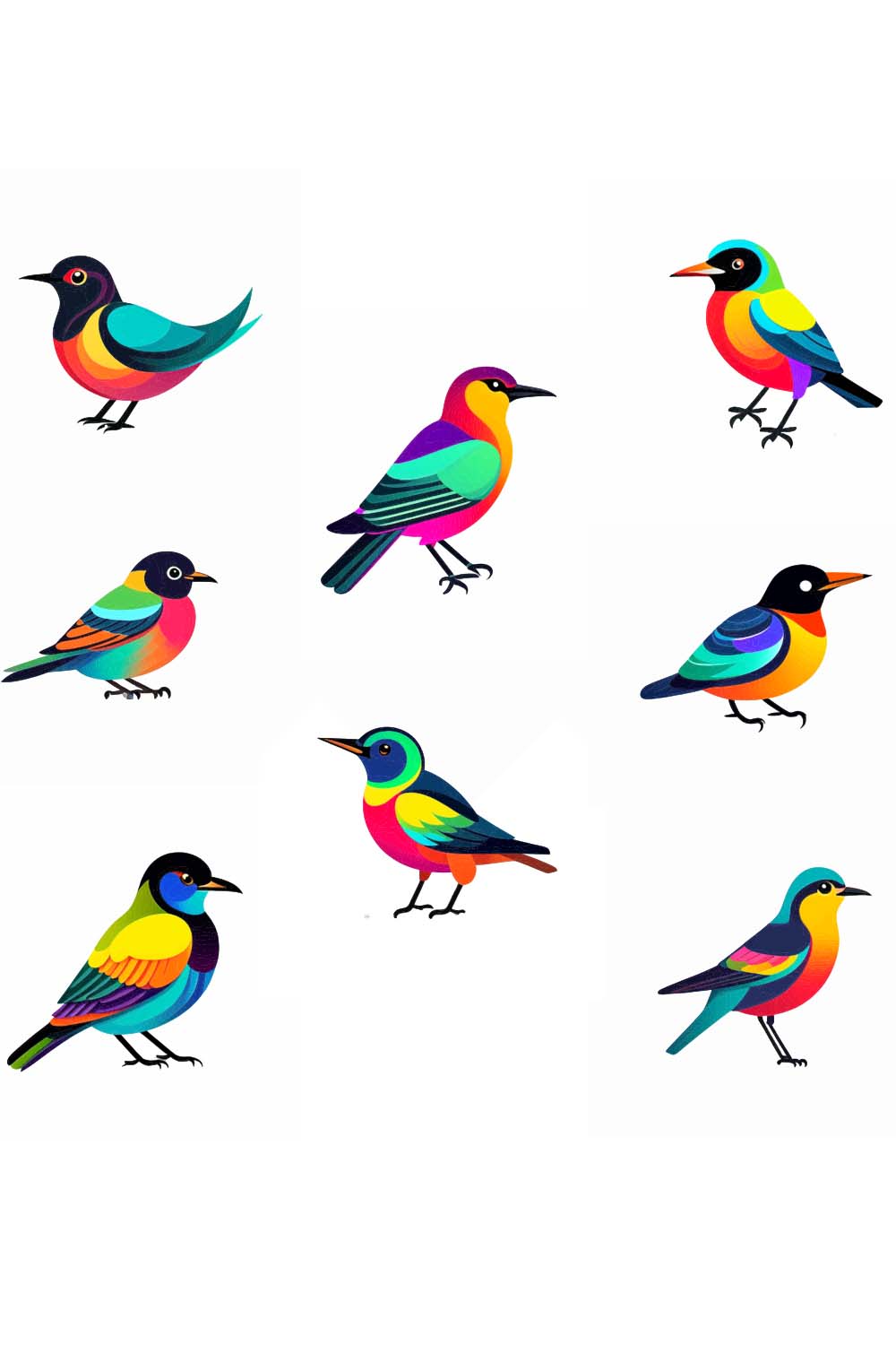 Bird logo design vector illustration  Beautiful multi colored bird pinterest preview image.