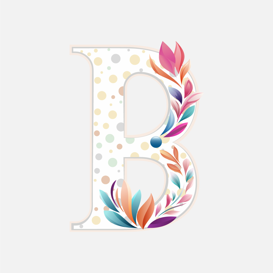 Floral alphabet B Logo for wedding invitations, greeting card, birthday, logo, poster other ideas preview image.
