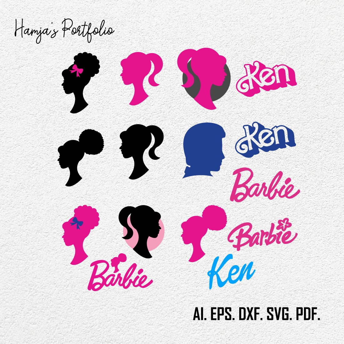 Barbie logo vector svg bundle, Barbie pink logo ,Barbie silhouette bundle , Barbie Princess Svg, Princess Svg, Barbie Girl Svg, Barbie Svg bundle preview image.