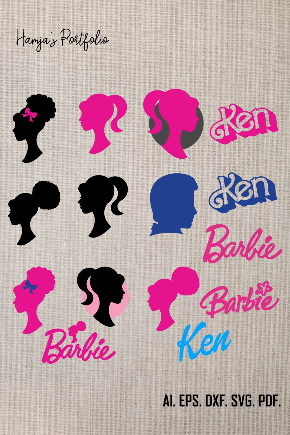 Barbie logo vector svg bundle, Barbie pink logo ,Barbie silhouette bundle , Barbie Princess Svg, Princess Svg, Barbie Girl Svg, Barbie Svg bundle pinterest preview image.
