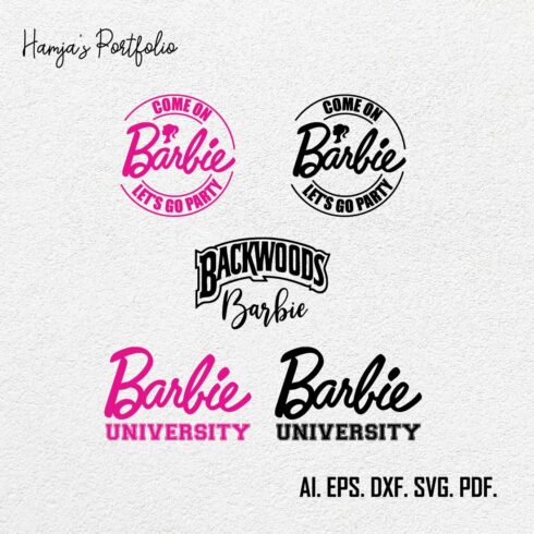 Barbie logo vector svg bundle, Barbie pink logo ,Barbie silhouette bundle , Barbie Princess Svg, Princess Svg, Barbie Girl Svg, Barbie Svg bundle cover image.