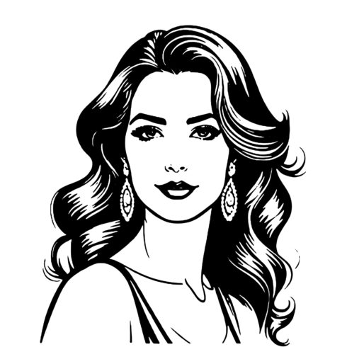 Beauty girl line artwork with white background vector adobe Illustrator ...