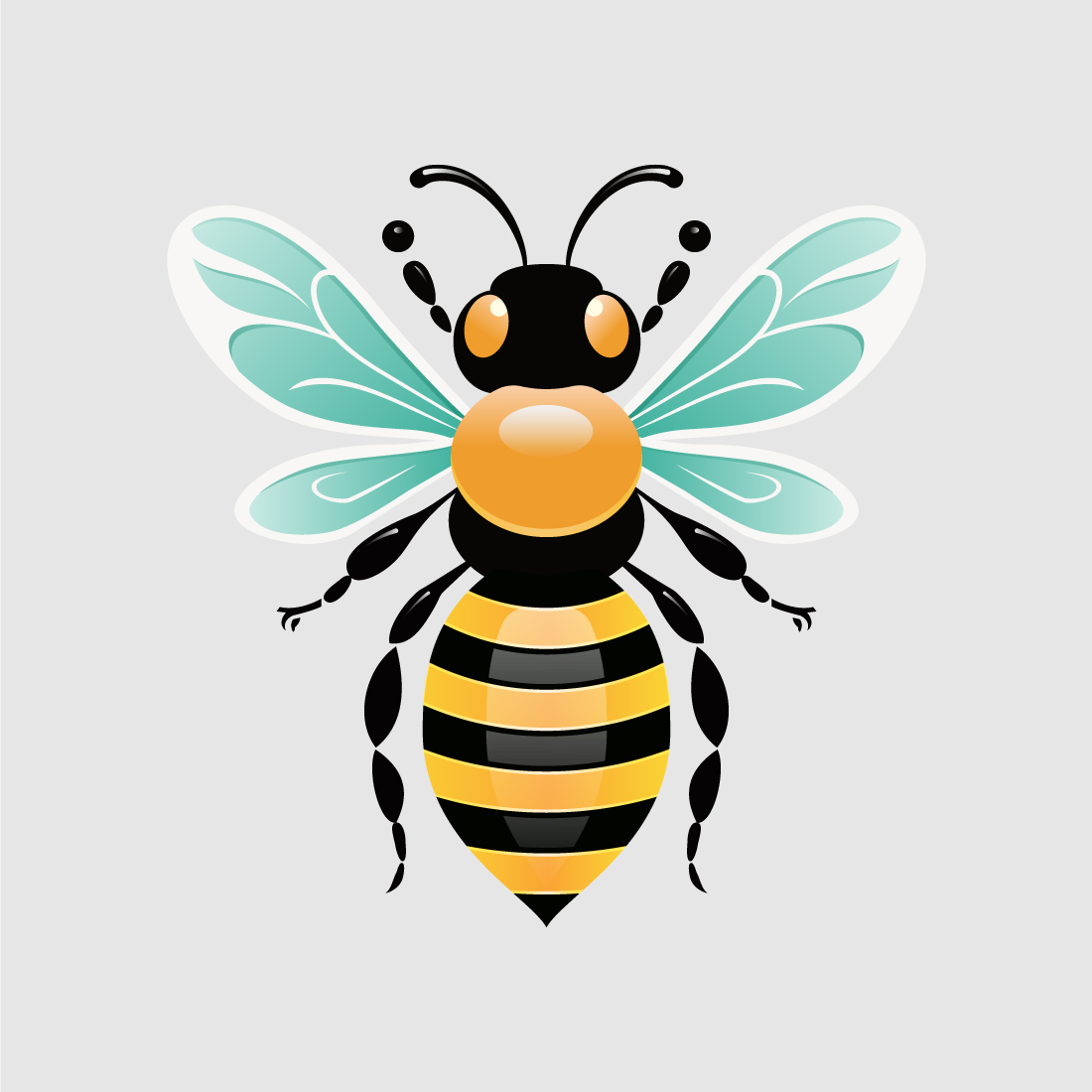 Honey bee illustration Bee logo design vector template preview image.