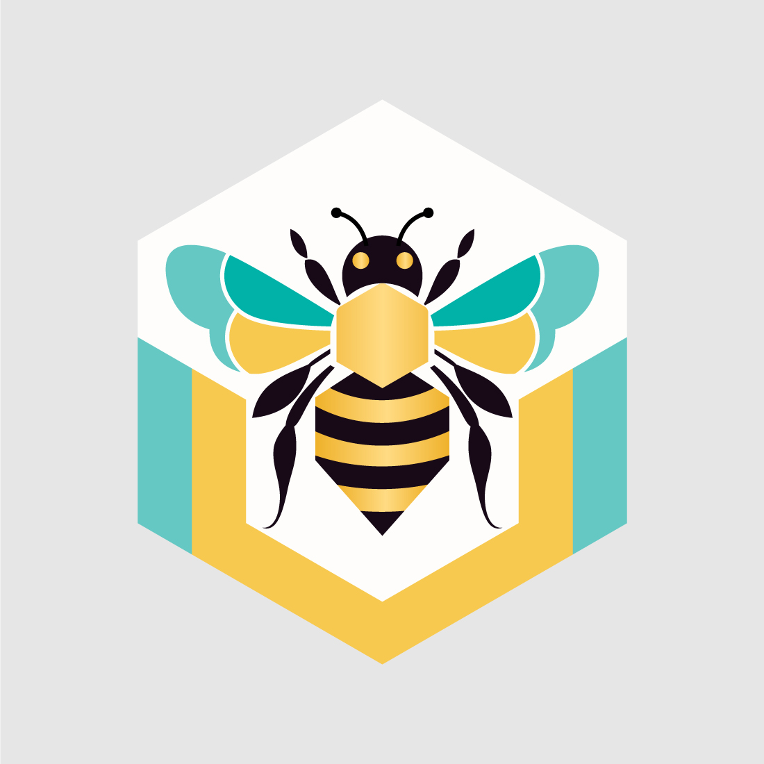 Honey bee illustration Bee logo design vector template preview image.