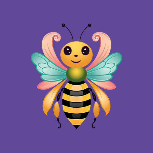 Honey bee illustration Bee logo design vector template cover image.