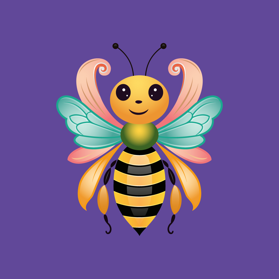 Honey bee illustration Bee logo design vector template cover image.