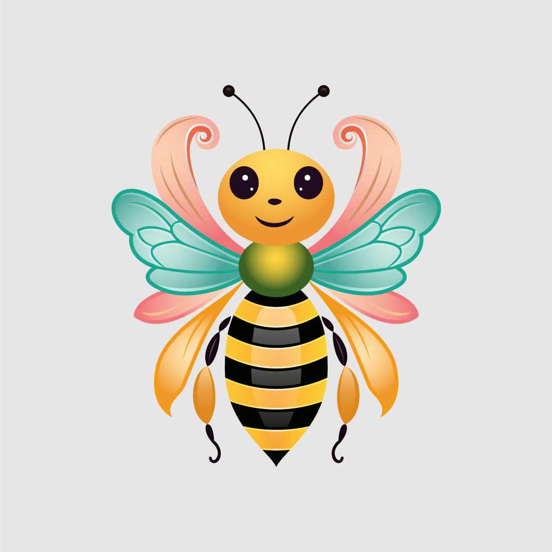 Honey bee illustration Bee logo design vector template preview image.