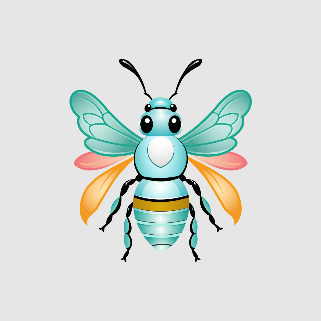 Honey bee illustration Bee logo design vector template preview image.