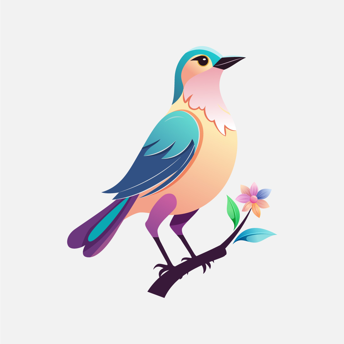 Beautiful multi colored bird Bird logo design vector illustration preview image.