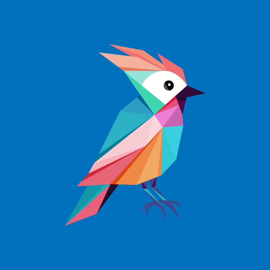 Beautiful multi colored bird. Bird logo design vector illustration