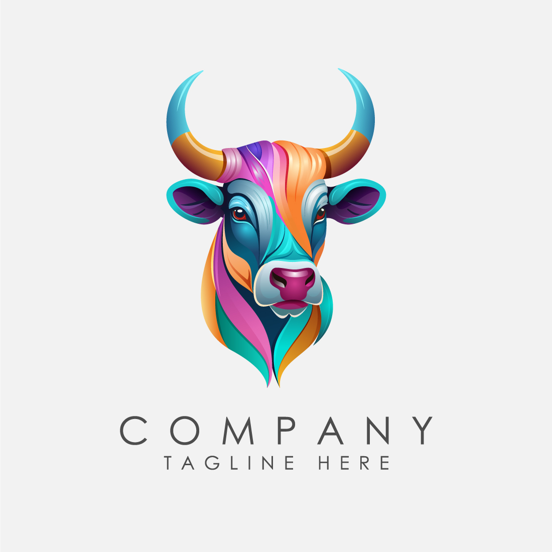 Modern Colorful Bull Head Logo Vector Illustration preview image.