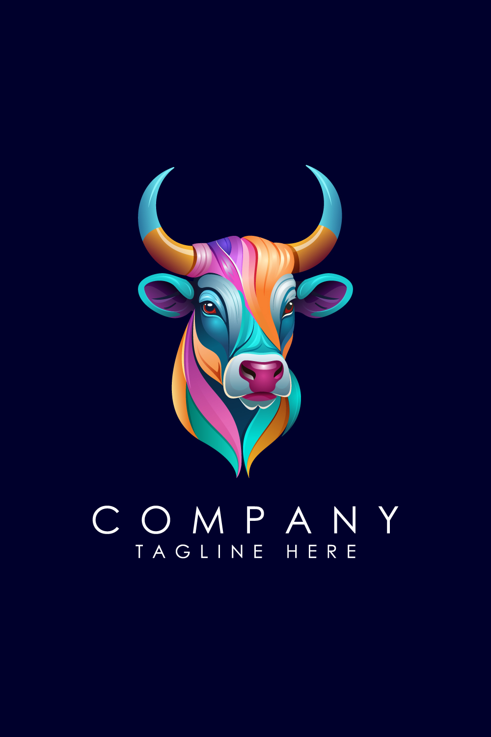 Modern Colorful Bull Head Logo Vector Illustration pinterest preview image.