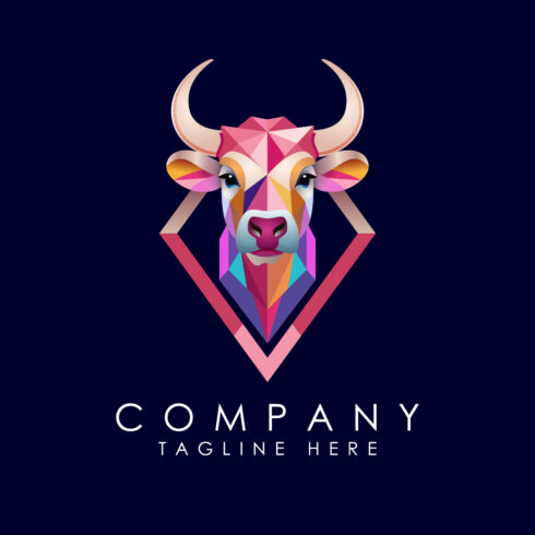 Geometric bull head logo design vector illustration cover image.