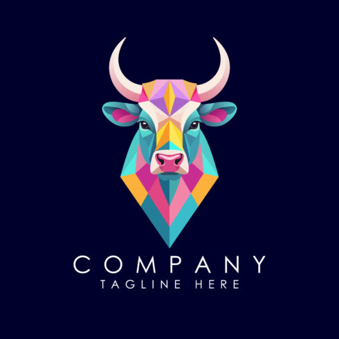 Geometric bull head logo design vector illustration cover image.