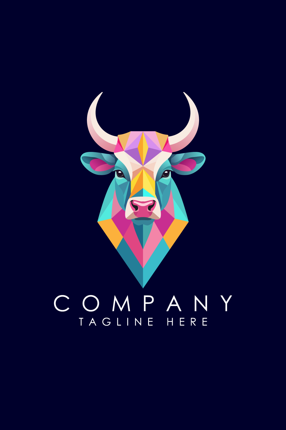 Geometric bull head logo design vector illustration pinterest preview image.