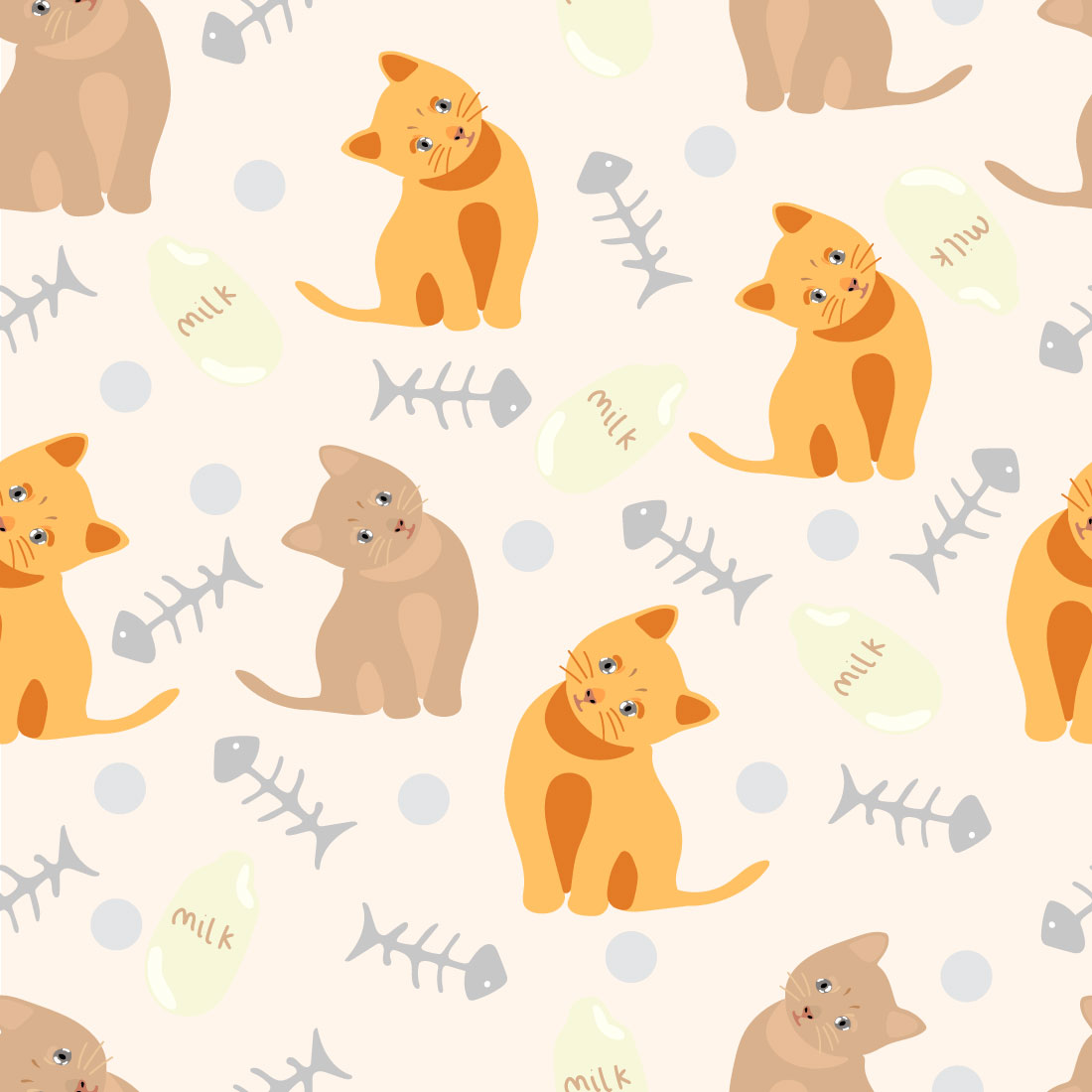 Curious Cat Seamless Pattern preview image.