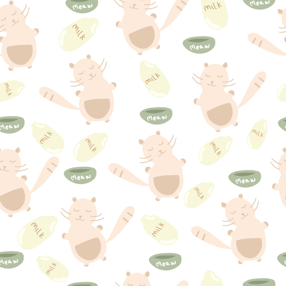 Meow Cat Seamless Pattern preview image.