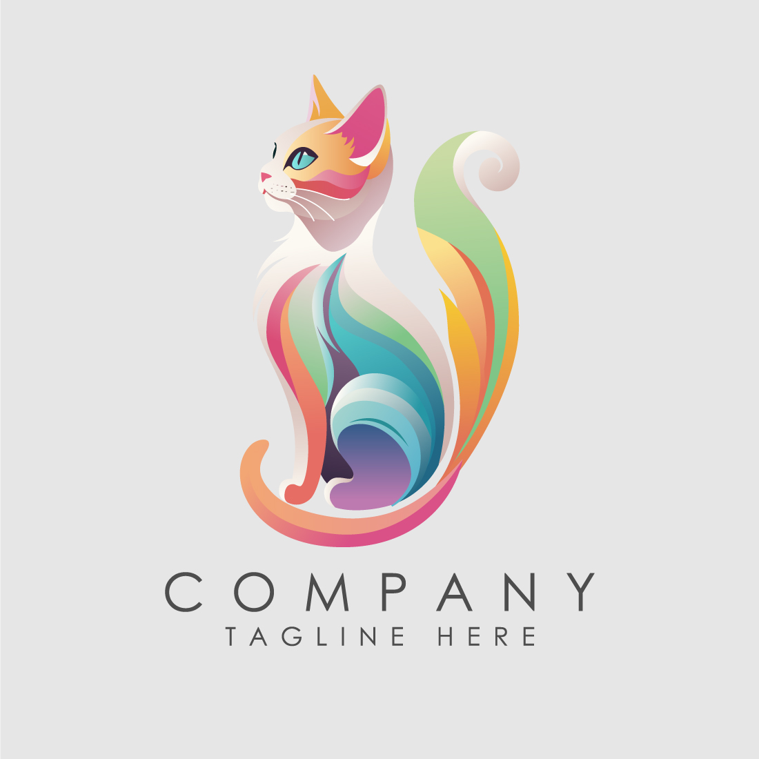 Cat Colorful Logo Cat Logo Design Vector illustration Animal Logo preview image.