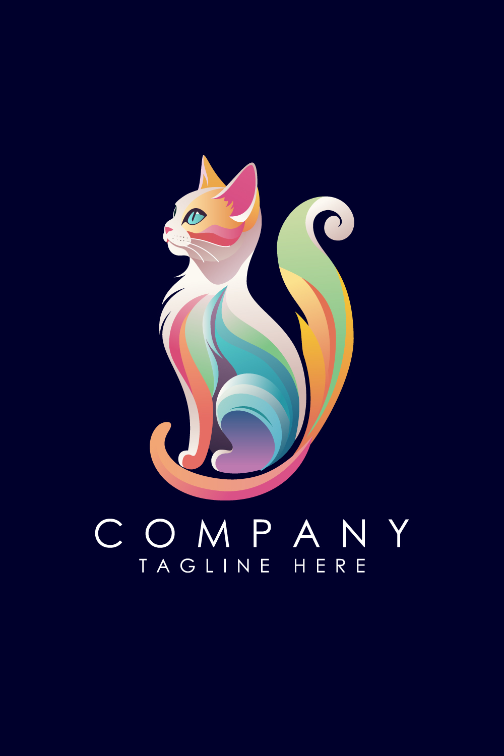 Cat Colorful Logo Cat Logo Design Vector illustration Animal Logo pinterest preview image.